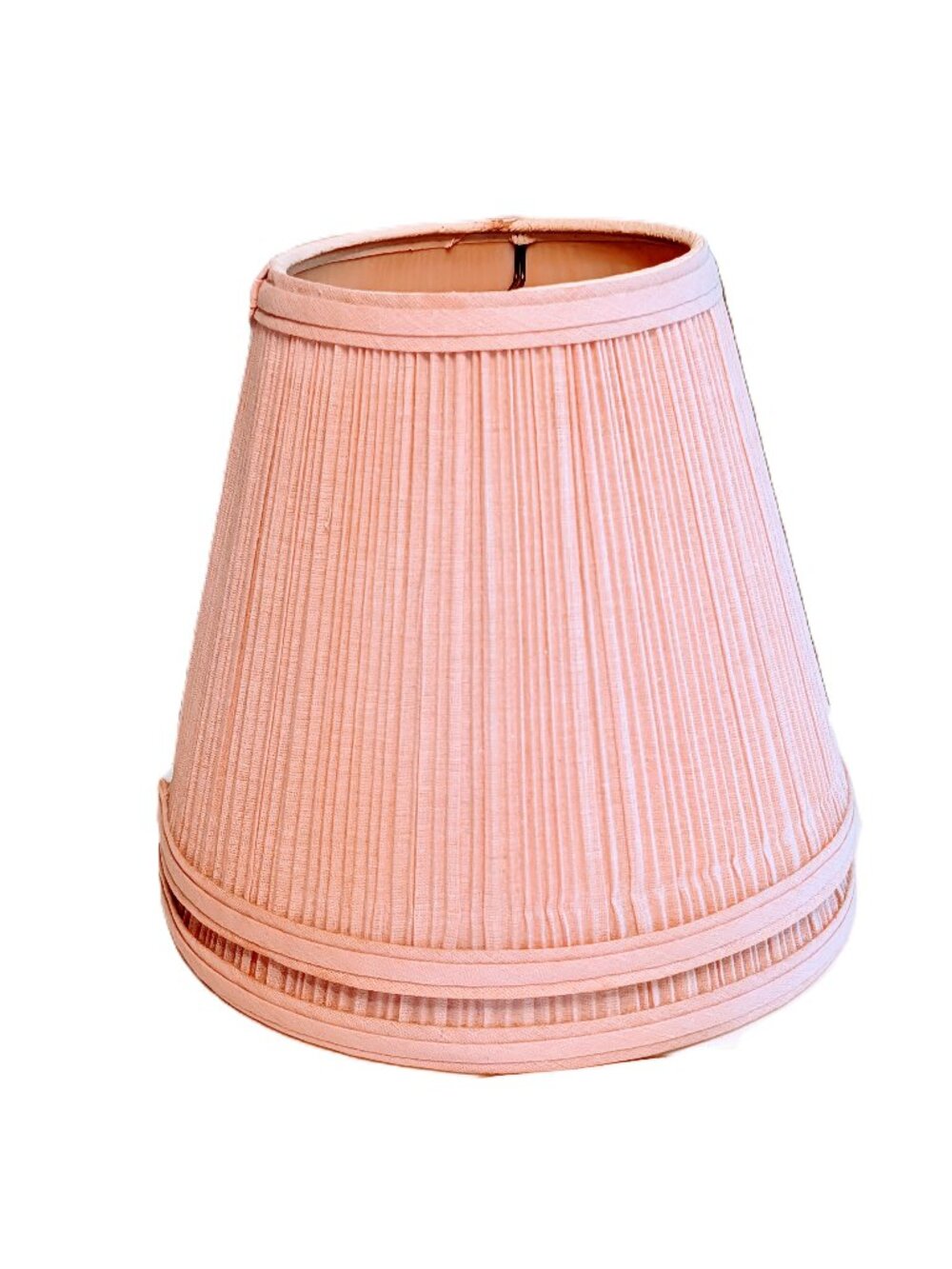 VTG Set of 2 Pink Rose Pleated Lamp Shades 7" Stiffel Style Wire Clip On Cottage